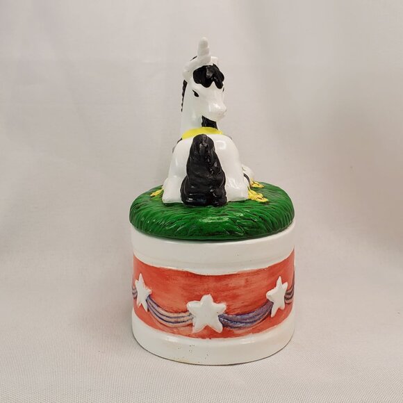 Vintage Y2K Hand painted Ceramic Unicorn Small Trinket Jewelry Box Holder - Picture 11 of 15